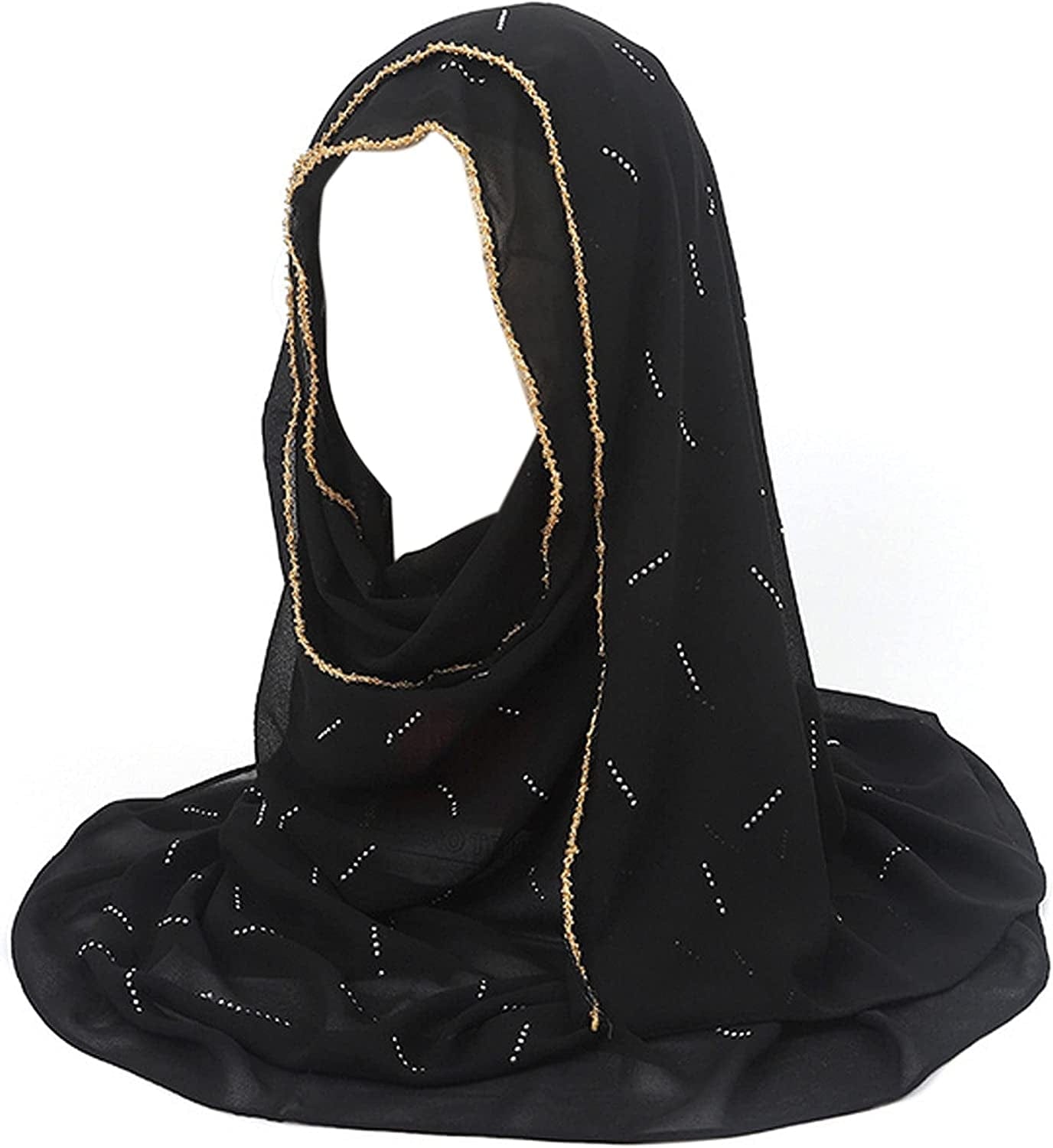 Adela Women Lightweight Scarf Muslim Turban Hijab Cap Long Scarf Wrap Shawl Apparel & Accessories > Clothing Accessories > Scarves & Shawls Adela Boutique Ab-black