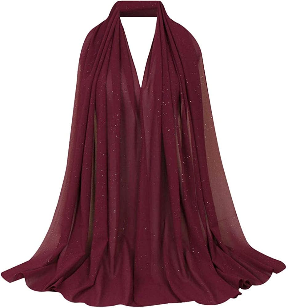 Adela Women Lightweight Scarf Muslim Turban Hijab Cap Long Scarf Wrap Shawl Apparel & Accessories > Clothing Accessories > Scarves & Shawls Adela Boutique A-red Wine