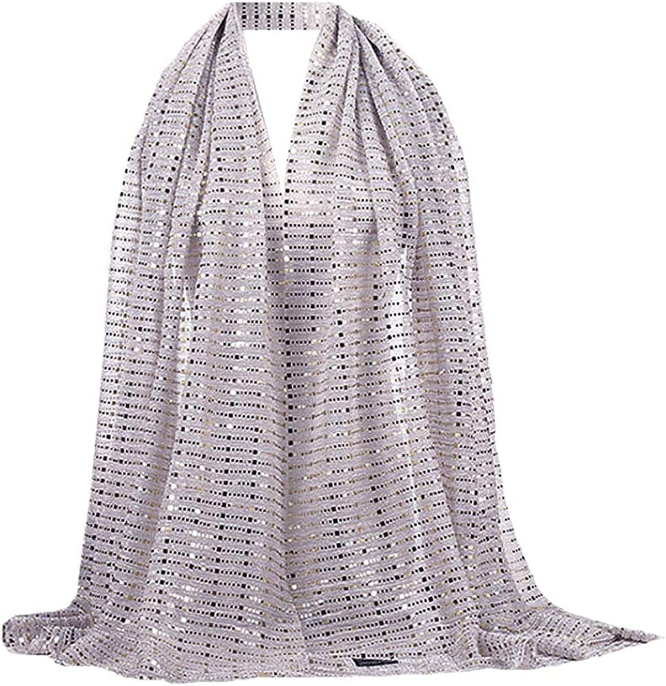 Adela Women Lightweight Scarf Muslim Turban Hijab Cap Long Scarf Wrap Shawl Apparel & Accessories > Clothing Accessories > Scarves & Shawls Adela Boutique Purple&sequins
