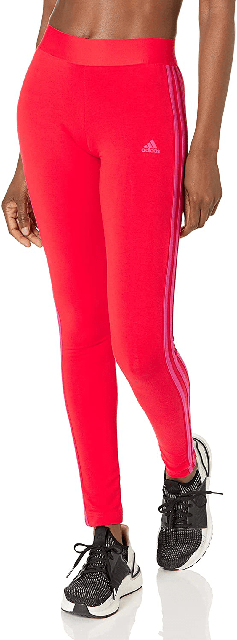adidas Women's Loungewear Essentials 3-Stripes Leggings Apparel & Accessories > Clothing > Activewear adidas Vivid Red/Team Real Magenta X-Small