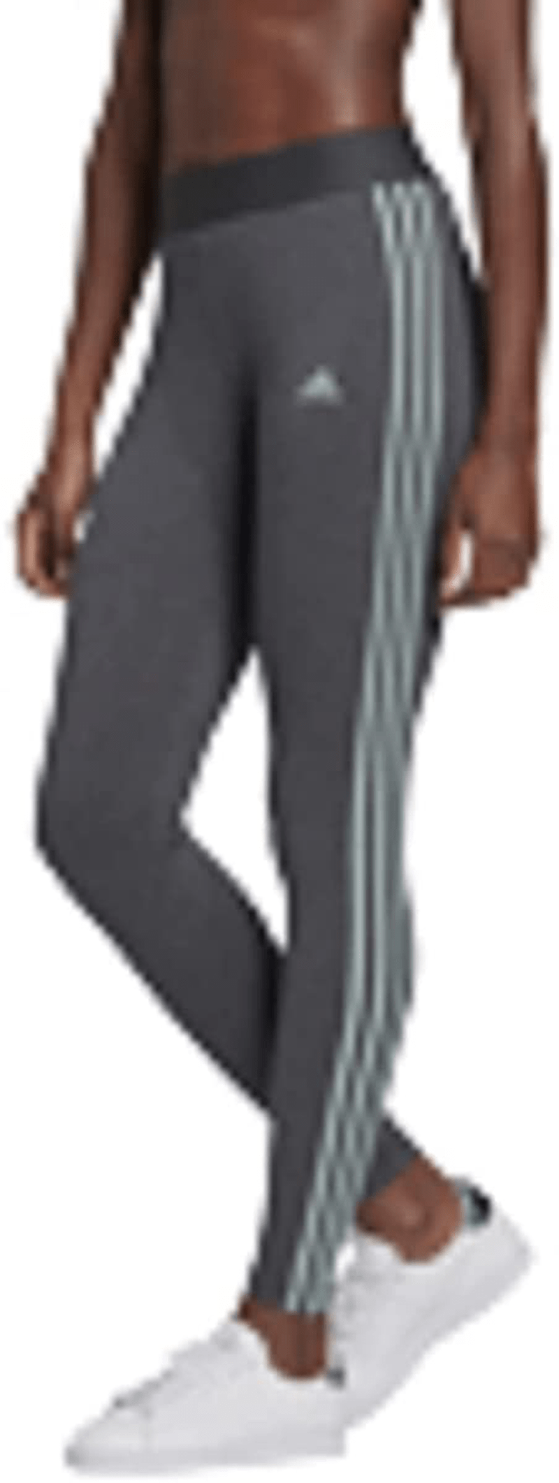 adidas Women's Loungewear Essentials 3-Stripes Leggings Apparel & Accessories > Clothing > Activewear adidas Dark Grey Heather/Hazy Green Large Long