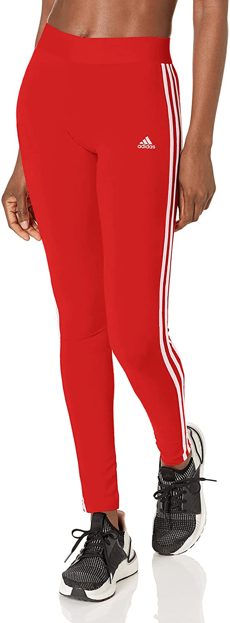 adidas Women's Loungewear Essentials 3-Stripes Leggings Apparel & Accessories > Clothing > Activewear adidas Vivid Red/White Small