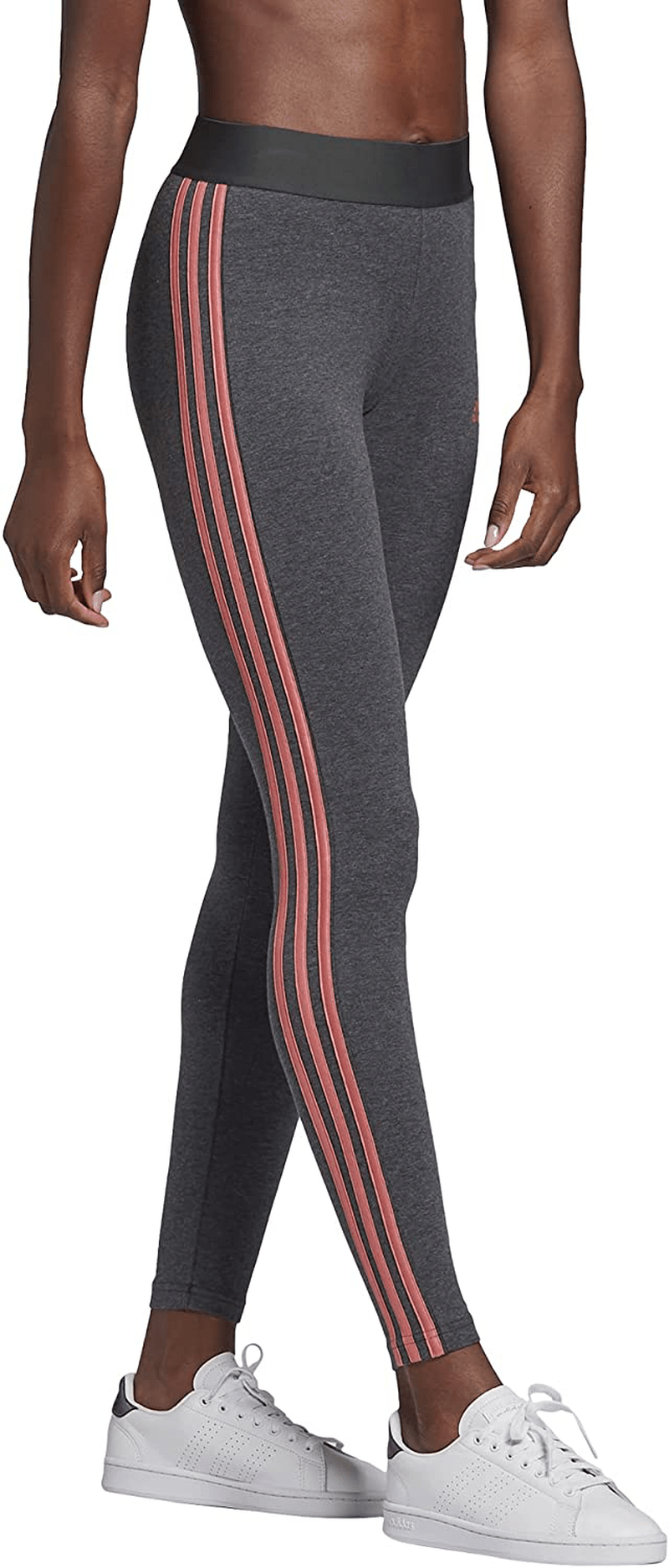 adidas Women's Loungewear Essentials 3-Stripes Leggings Apparel & Accessories > Clothing > Activewear adidas Dark Grey Heather/Hazy Rose Medium Long