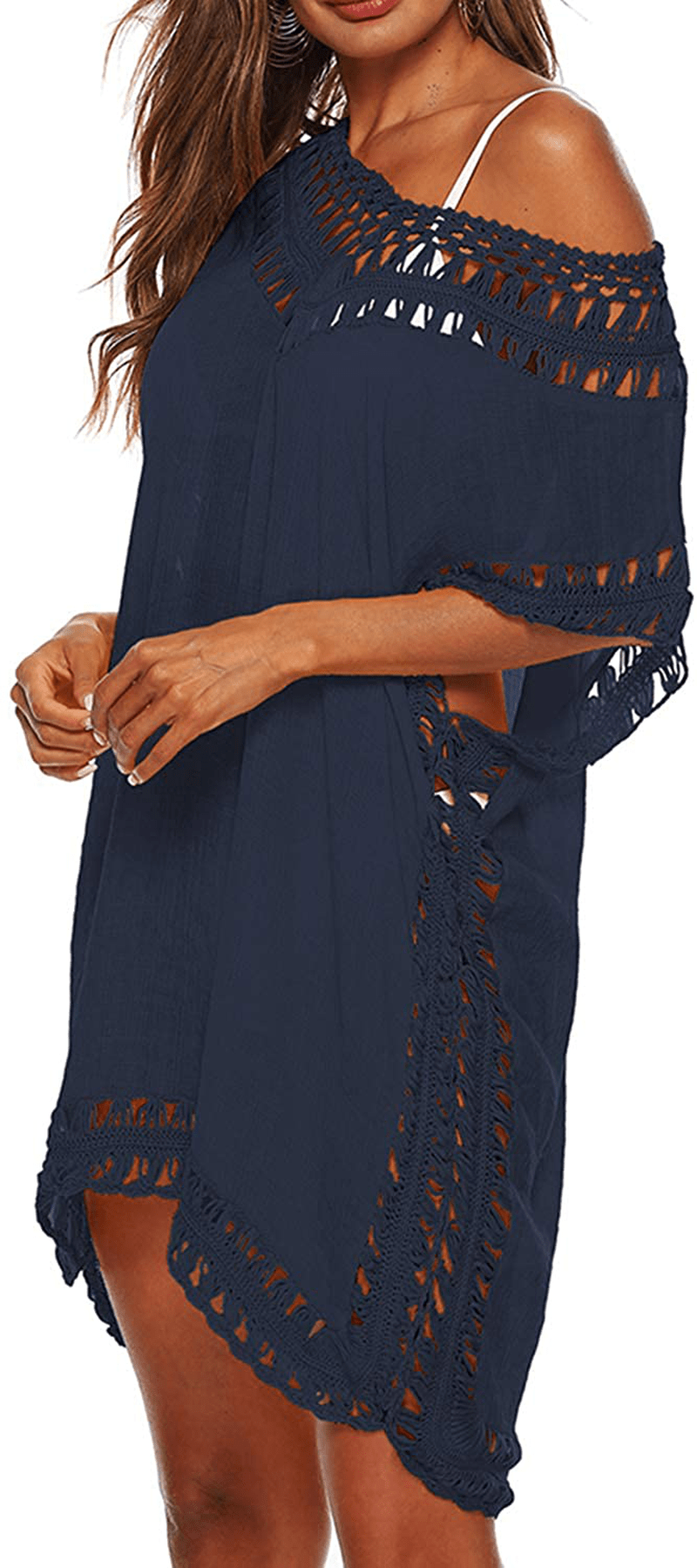 Adisputent Womens Swimsuits Cover Ups Crochet Chiffon Beach Cover Bathing Suit Bikini Wear Coverups Dress Apparel & Accessories > Clothing > Swimwear Kylie Max