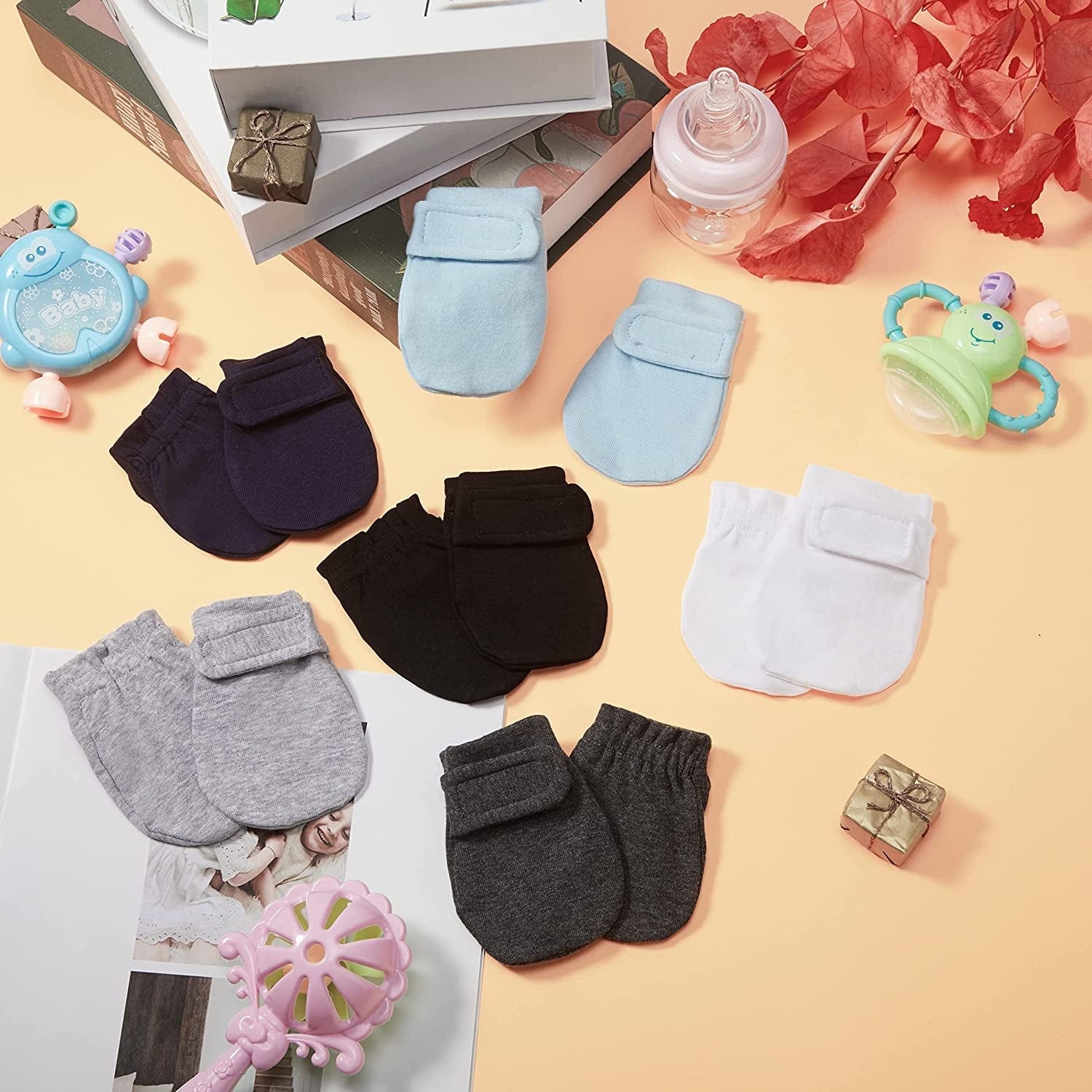 Adjustable Baby Mittens No Scratch Newborn Cotton Breathable Gloves Warm Baby Mitts for Boys Kids Apparel & Accessories > Clothing Accessories > Gloves & Mittens Newcotte