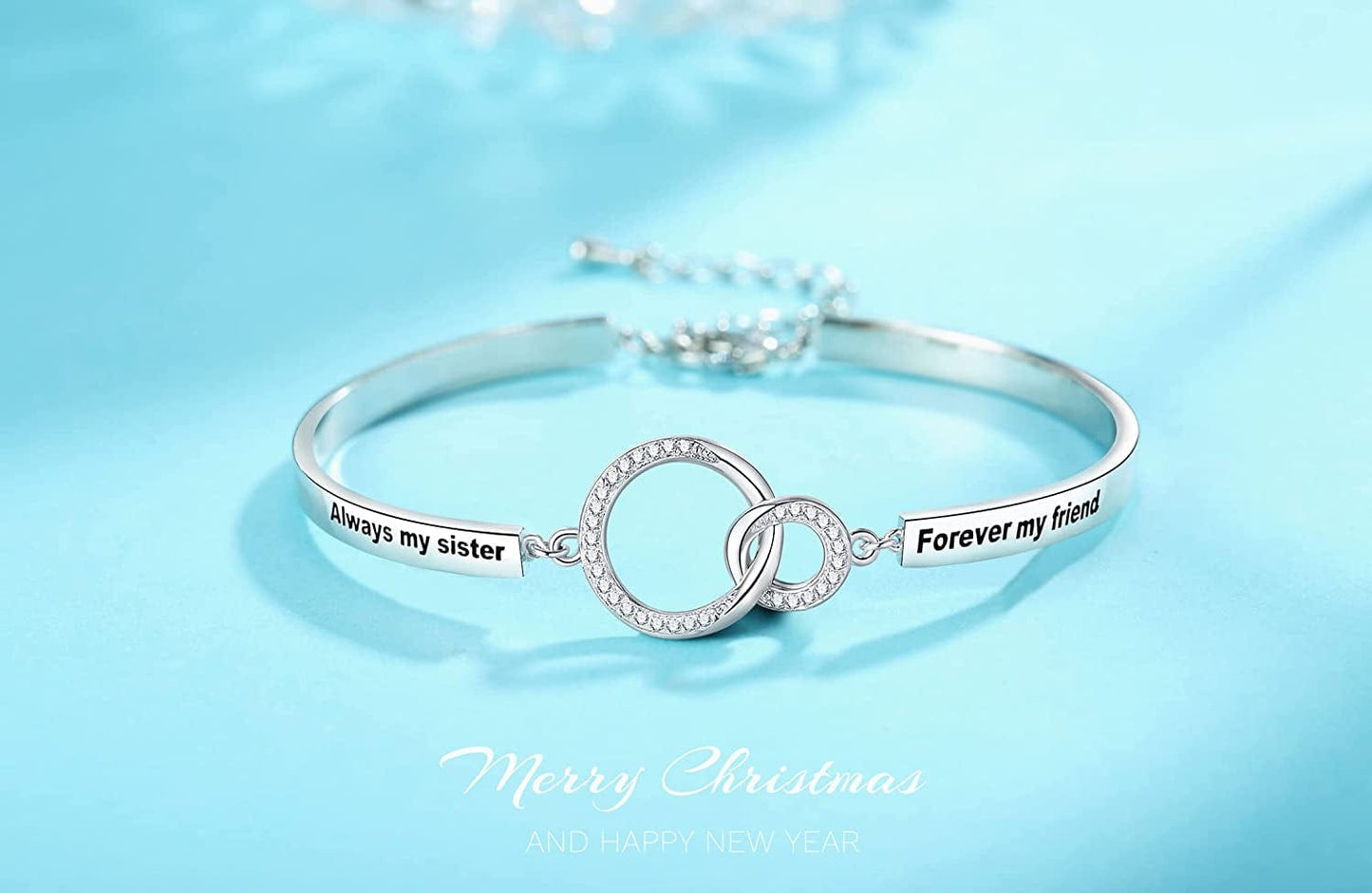 Ado Glo Christmas Day Sis Gift, Always My Sister Forever My Friend Heart Pendant Necklace/Bracelet, Brother Sister Forever Love Fashion Jewelry for Women Girl, BFF Birthday Anniversary Xmas Present Apparel & Accessories > Jewelry > Bracelets Ado Glo