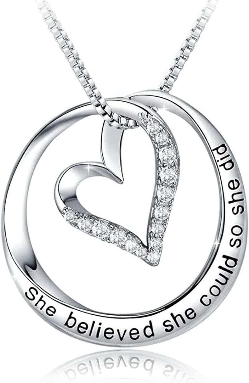 Ado Glo Christmas Day Sis Gift, Always My Sister Forever My Friend Heart Pendant Necklace/Bracelet, Brother Sister Forever Love Fashion Jewelry for Women Girl, BFF Birthday Anniversary Xmas Present Apparel & Accessories > Jewelry > Bracelets Ado Glo 05_She Believed She Could So She Did