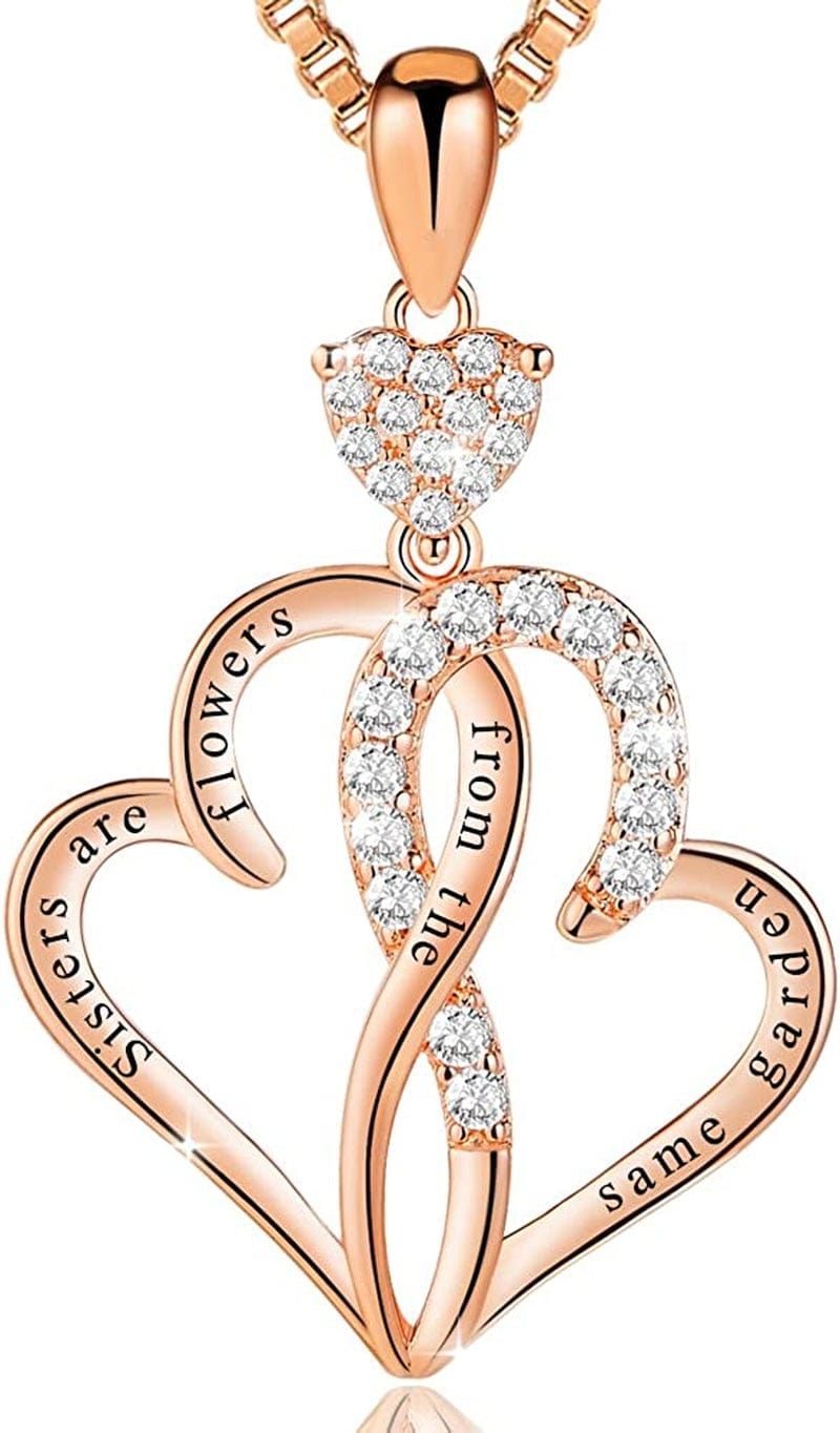 Ado Glo Christmas Day Sis Gift, Always My Sister Forever My Friend Heart Pendant Necklace/Bracelet, Brother Sister Forever Love Fashion Jewelry for Women Girl, BFF Birthday Anniversary Xmas Present Apparel & Accessories > Jewelry > Bracelets Ado Glo 04_Sisters Are Flowers from the Same Garden