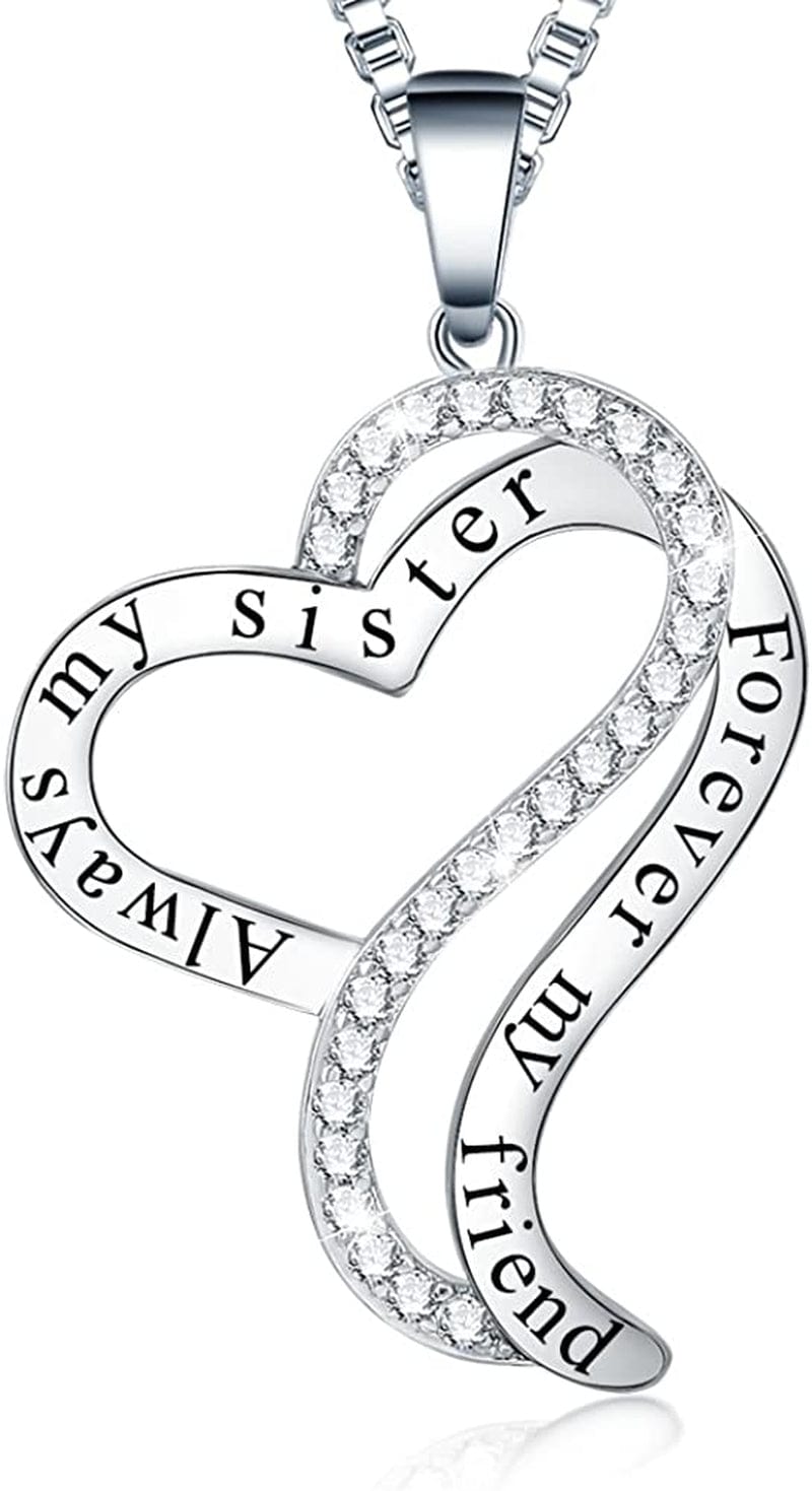Ado Glo Christmas Day Sis Gift, Always My Sister Forever My Friend Heart Pendant Necklace/Bracelet, Brother Sister Forever Love Fashion Jewelry for Women Girl, BFF Birthday Anniversary Xmas Present Apparel & Accessories > Jewelry > Bracelets Ado Glo 01_Always My Sister Forever My Friend