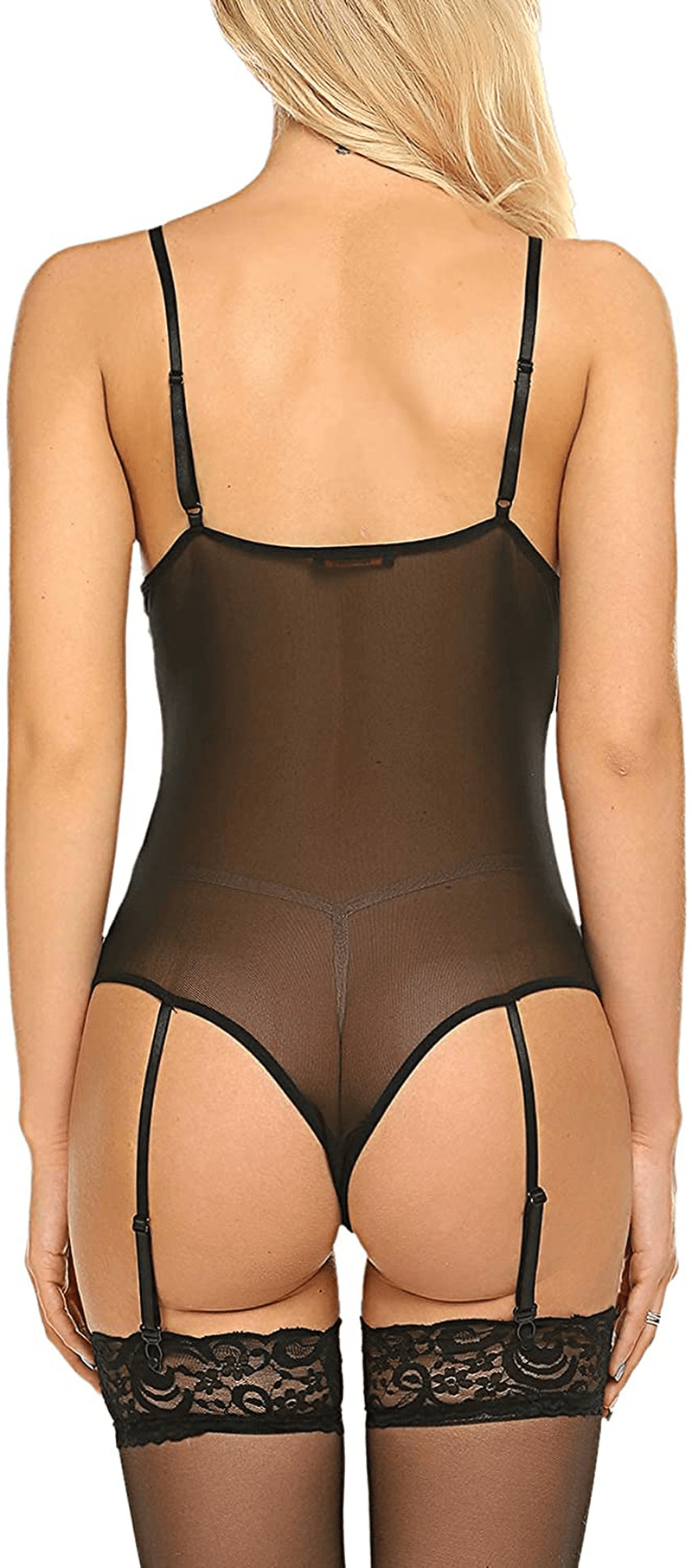 ADOME Garter Lingerie for Women One Piece Teddy Chemise Mesh Sexy Lace Bodysuit Apparel & Accessories > Clothing > Underwear & Socks > Lingerie ADOME