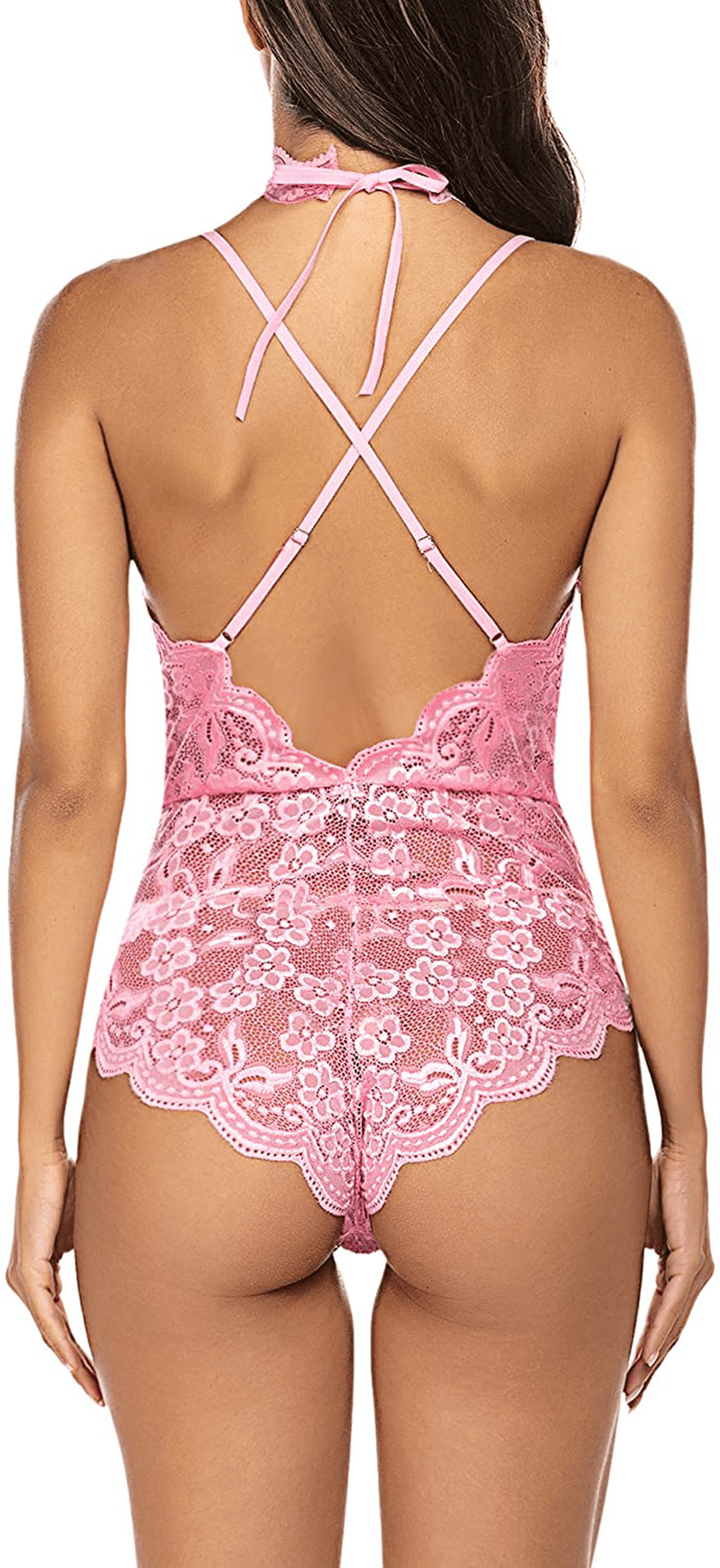 ADOME Lingerie For Women Lingerie Bodysuit Embroidered Lace Teddy with Choker One Piece Babydoll Apparel & Accessories > Clothing > Underwear & Socks > Lingerie ADOME