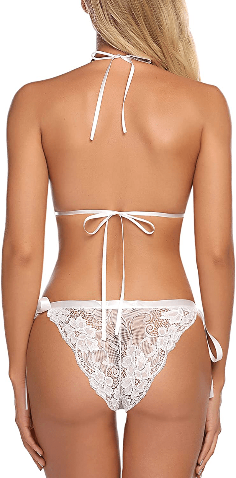 ADOME Teddy Lingerie for Women Deep V Halter Lace Bodysuit One Piece Babydoll Apparel & Accessories > Clothing > Underwear & Socks > Lingerie ADOME