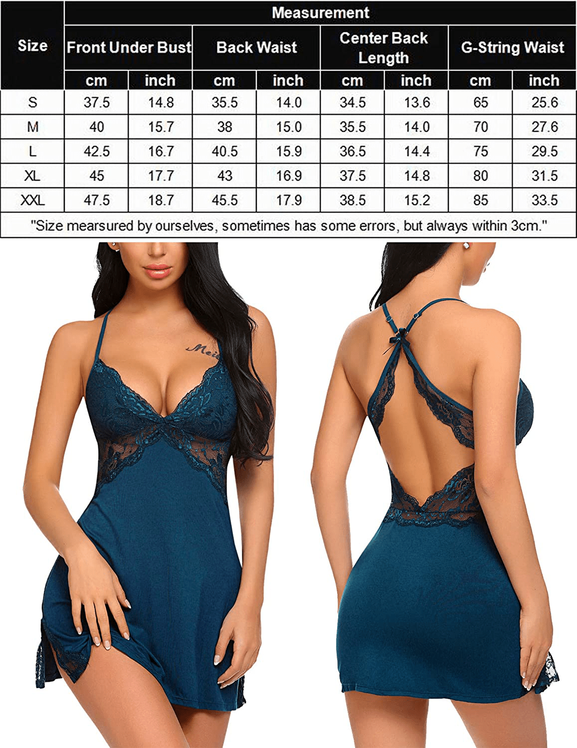 ADOME Women Chemise Lingerie Sexy Nightie Full Slips Lace Babydoll Sleepwear Dress(S-Xxxl) Apparel & Accessories > Clothing > Underwear & Socks > Lingerie Kylie Max