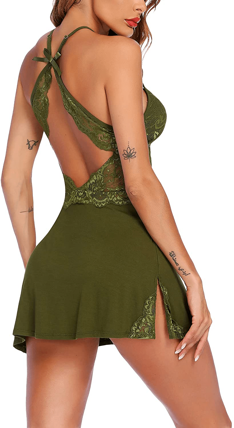 ADOME Women Chemise Lingerie Sexy Nightie Full Slips Lace Babydoll Sleepwear Dress(S-Xxxl) Apparel & Accessories > Clothing > Underwear & Socks > Lingerie Kylie Max