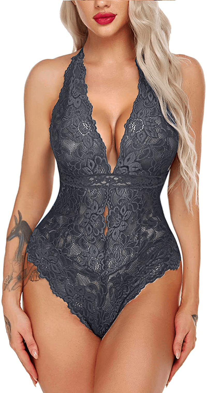 ADOME Women One Piece Lingerie Snap Crotch Bodysuit Lingerie Lace Teddy Apparel & Accessories > Clothing > Underwear & Socks > Lingerie ADOME