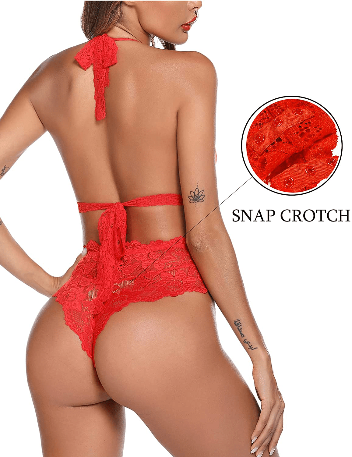 ADOME Women One Piece Lingerie Snap Crotch Bodysuit Lingerie Lace Teddy Apparel & Accessories > Clothing > Underwear & Socks > Lingerie ADOME