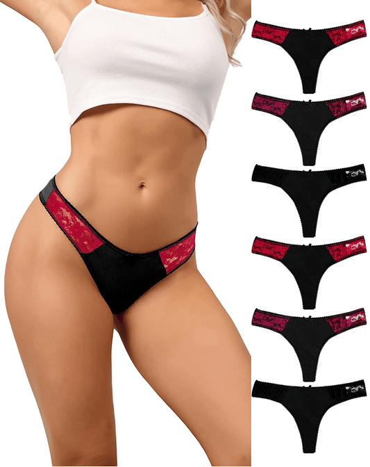 ADOVAKKER Womens Thong Cotton Sexy Lace Panties Underwear Pack Apparel & Accessories > Clothing > Underwear & Socks > Underwear ADOVAKKER Thongs-assorted C-6pcs Thongs X-Large