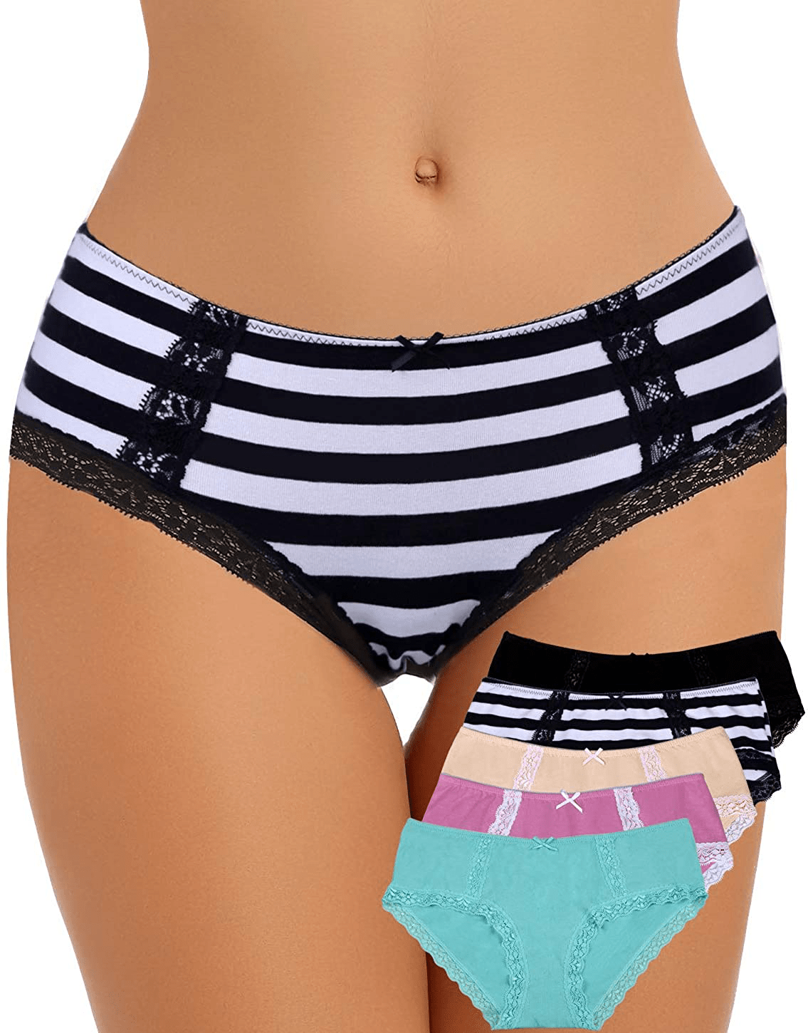 ADOVAKKER Womens Thong Cotton Sexy Lace Panties Underwear Pack Apparel & Accessories > Clothing > Underwear & Socks > Underwear ADOVAKKER Multicolored G-5pcs Hipsters Medium