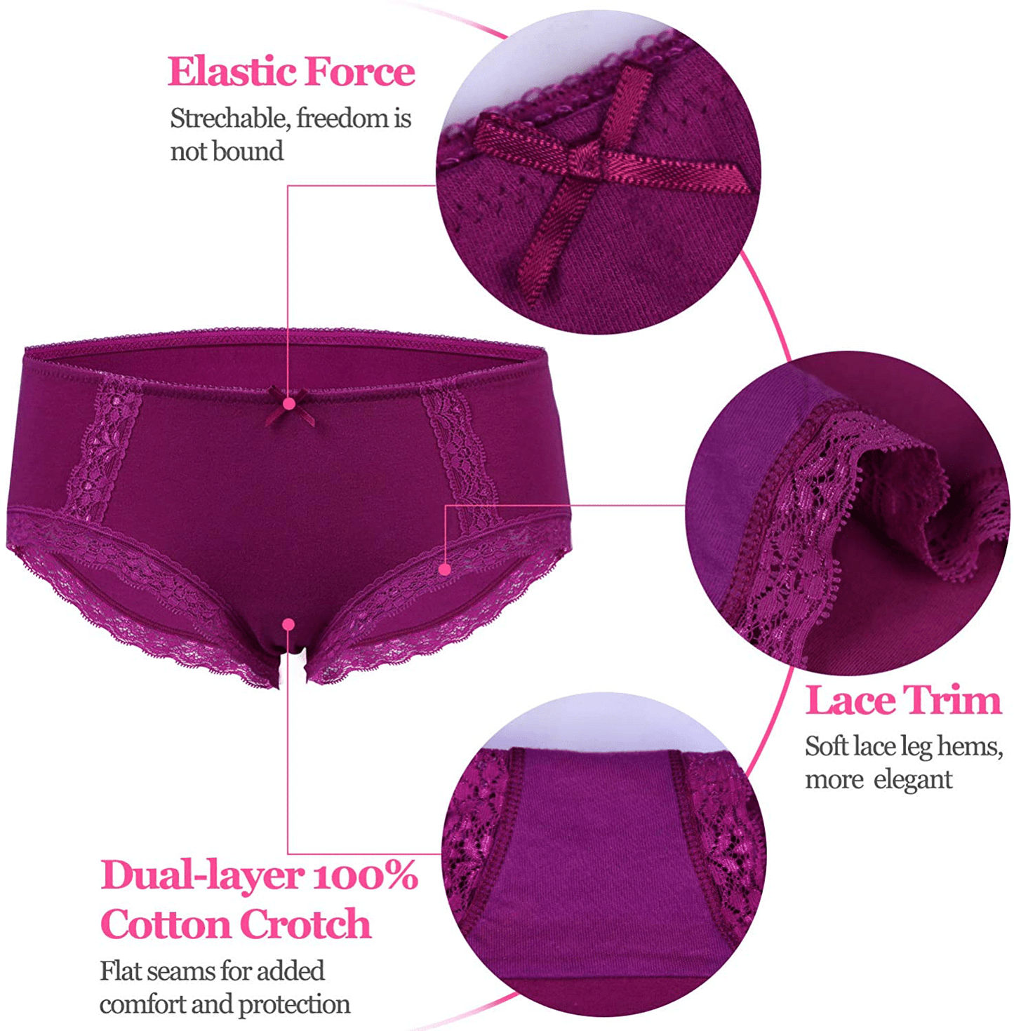 ADOVAKKER Womens Thong Cotton Sexy Lace Panties Underwear Pack Apparel & Accessories > Clothing > Underwear & Socks > Underwear ADOVAKKER