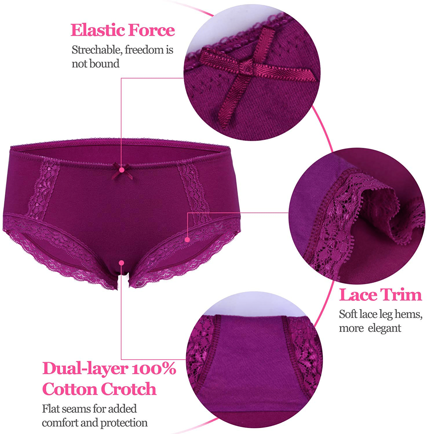 ADOVAKKER Womens Thong Cotton Sexy Lace Panties Underwear Pack Apparel & Accessories > Clothing > Underwear & Socks > Underwear ADOVAKKER