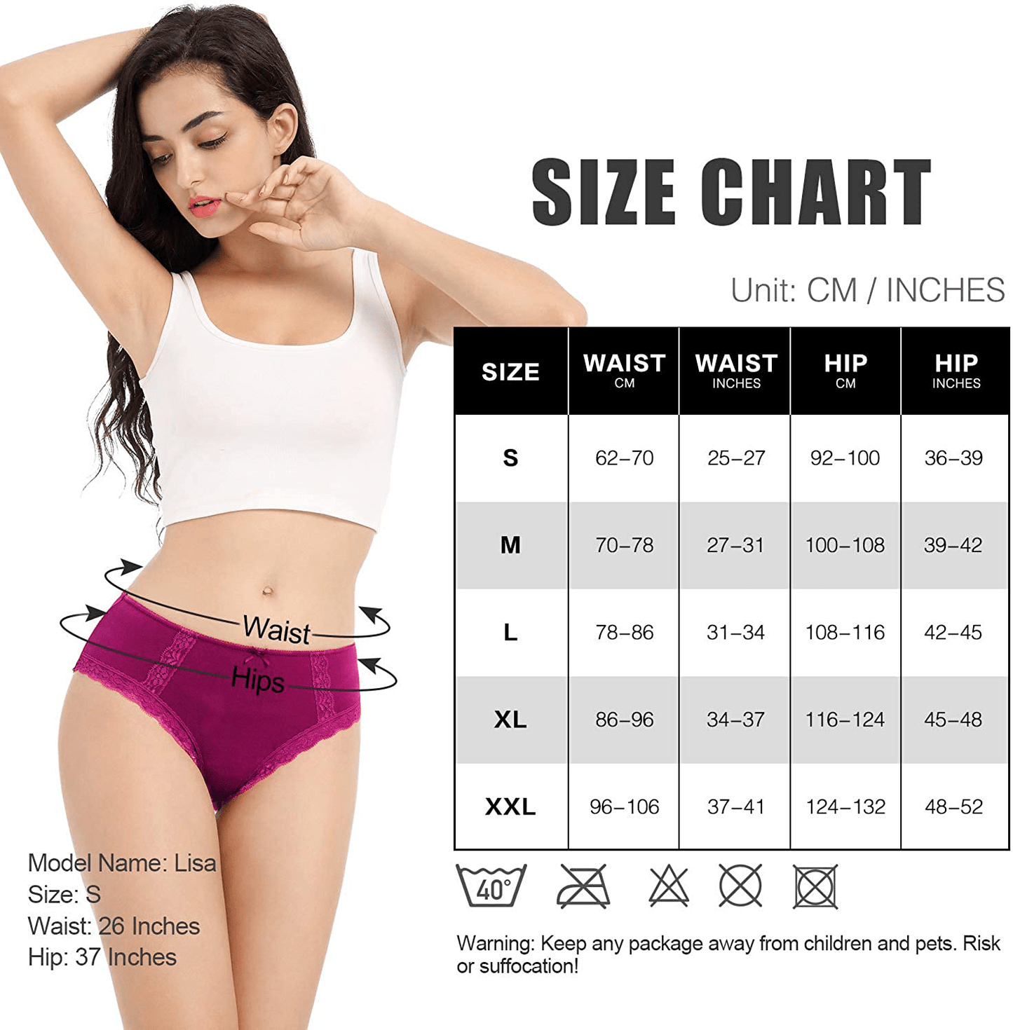 ADOVAKKER Womens Thong Cotton Sexy Lace Panties Underwear Pack Apparel & Accessories > Clothing > Underwear & Socks > Underwear ADOVAKKER