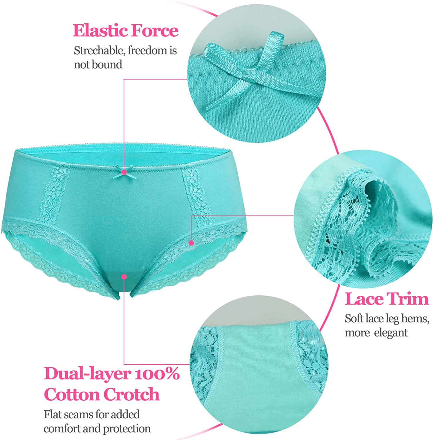 ADOVAKKER Womens Thong Cotton Sexy Lace Panties Underwear Pack Apparel & Accessories > Clothing > Underwear & Socks > Underwear ADOVAKKER