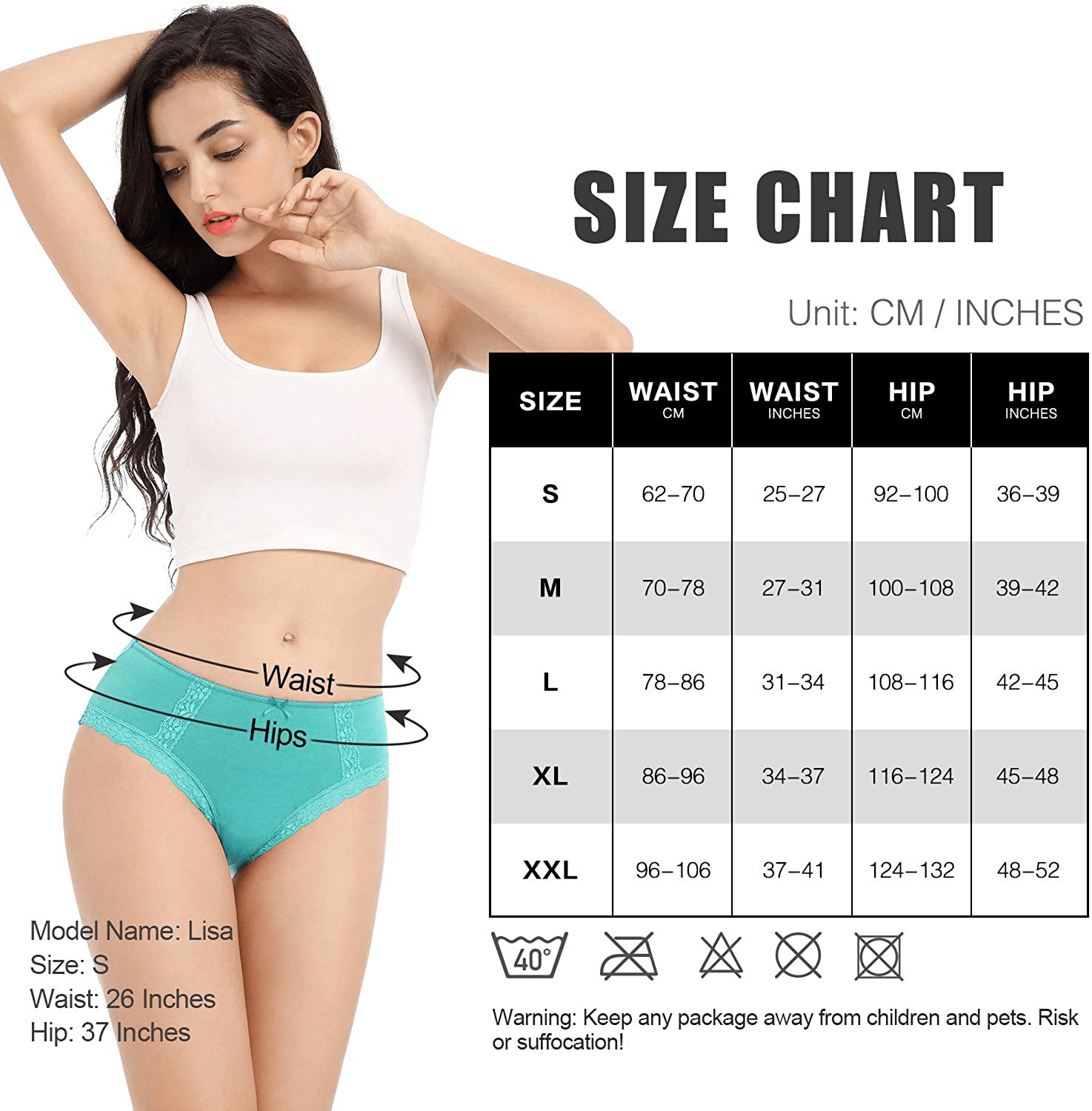 ADOVAKKER Womens Thong Cotton Sexy Lace Panties Underwear Pack Apparel & Accessories > Clothing > Underwear & Socks > Underwear ADOVAKKER