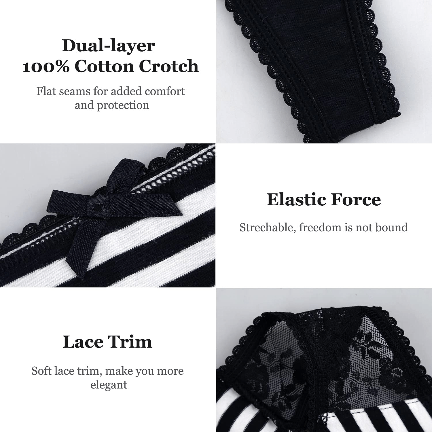 ADOVAKKER Womens Thong Cotton Sexy Lace Panties Underwear Pack Apparel & Accessories > Clothing > Underwear & Socks > Underwear ADOVAKKER