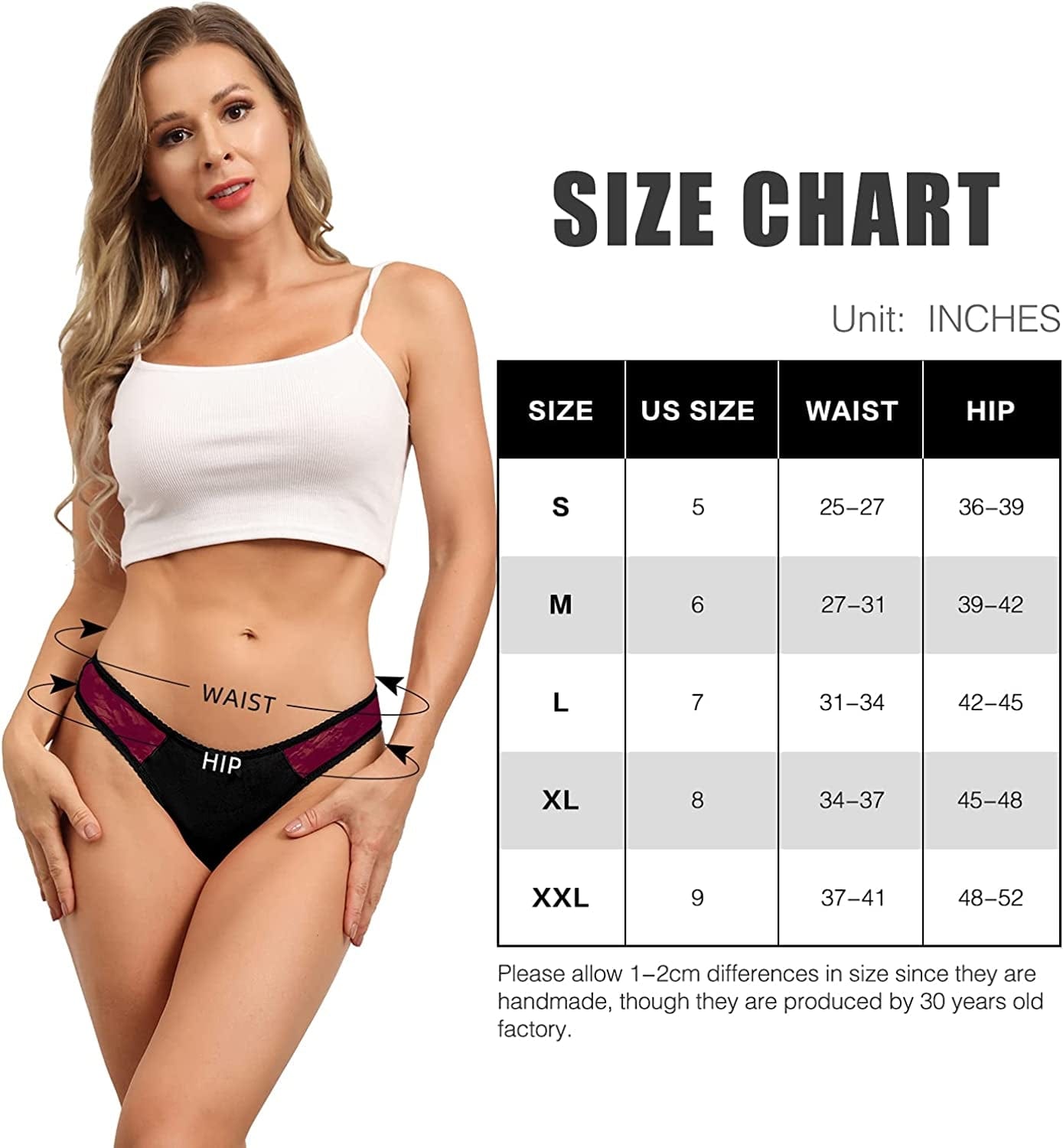 ADOVAKKER Womens Thong Cotton Sexy Lace T Back Panties Underwear Pack of 6 Multicolored B-M