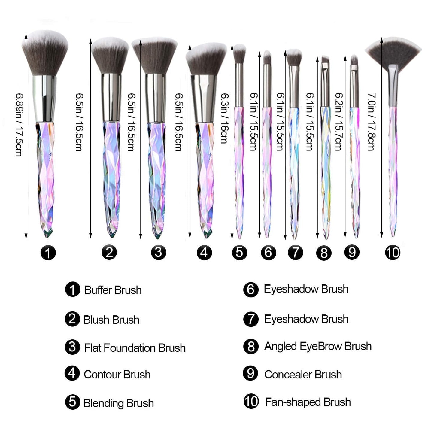 Adpartner 10PCS Makeup Brushes Popular Crystal Style Makeup Brush Set, Premium Synthetic Bristles Cosmetic Brush Professional Face Foundation Concealer Blush Eye Shadow Makeup Tools Health & Beauty > Personal Care > Cosmetics > Cosmetic Tools > Makeup Tools Adpartner