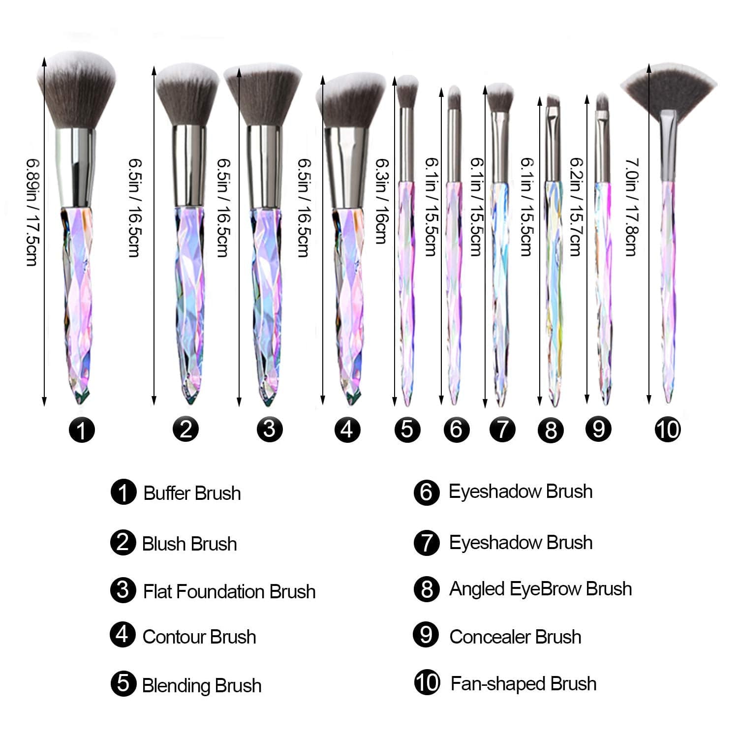 Adpartner 10PCS Makeup Brushes Popular Crystal Style Makeup Brush Set, Premium Synthetic Bristles Cosmetic Brush Professional Face Foundation Concealer Blush Eye Shadow Makeup Tools Health & Beauty > Personal Care > Cosmetics > Cosmetic Tools > Makeup Tools Adpartner