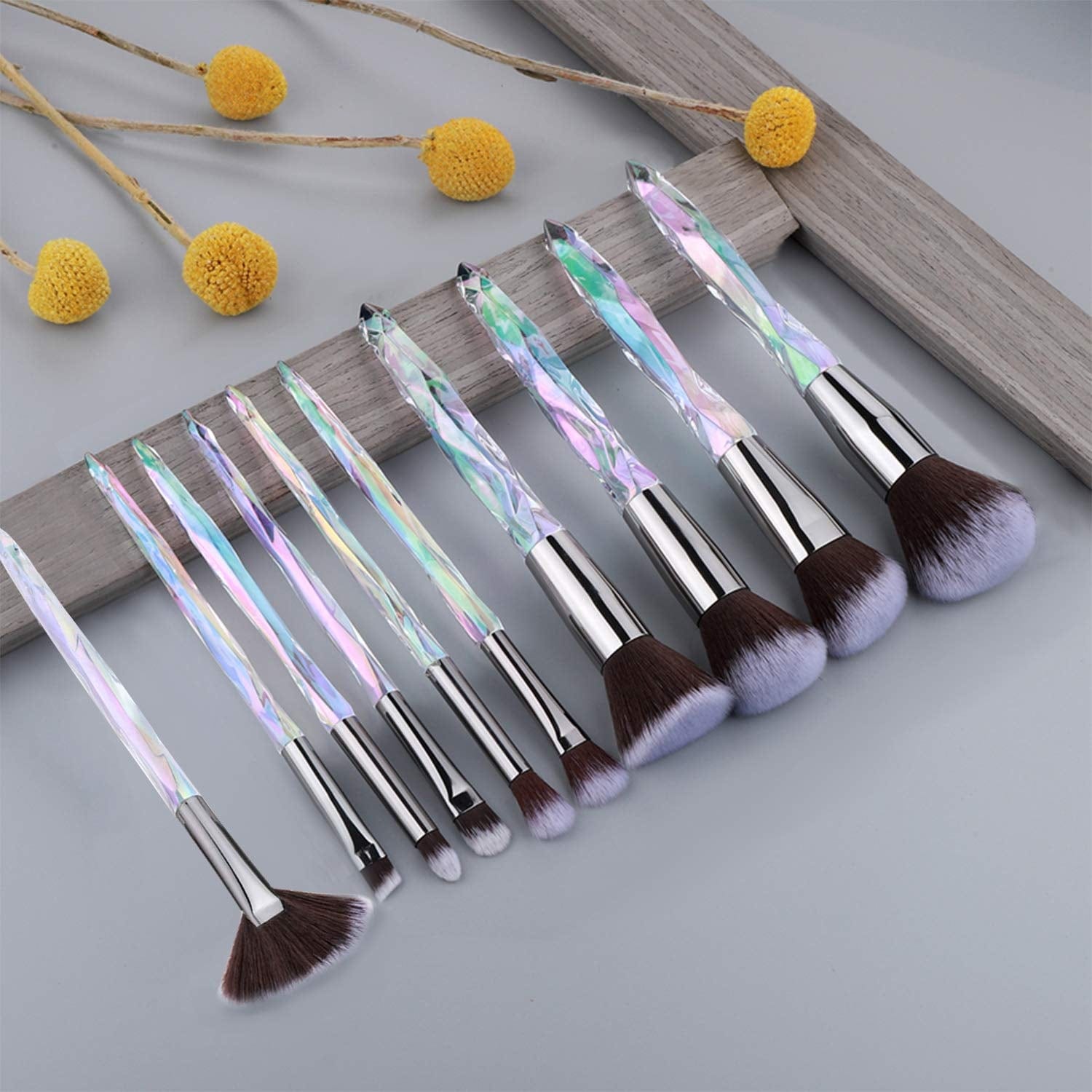 Adpartner 10PCS Makeup Brushes Popular Crystal Style Makeup Brush Set, Premium Synthetic Bristles Cosmetic Brush Professional Face Foundation Concealer Blush Eye Shadow Makeup Tools Health & Beauty > Personal Care > Cosmetics > Cosmetic Tools > Makeup Tools Adpartner