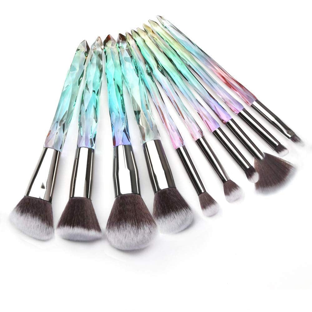 Adpartner 10PCS Makeup Brushes Popular Crystal Style Makeup Brush Set, Premium Synthetic Bristles Cosmetic Brush Professional Face Foundation Concealer Blush Eye Shadow Makeup Tools Health & Beauty > Personal Care > Cosmetics > Cosmetic Tools > Makeup Tools Adpartner A