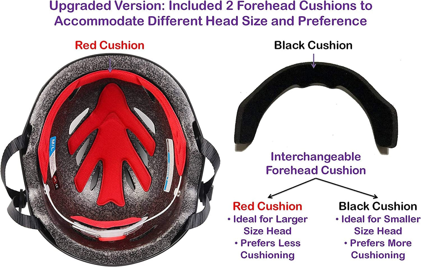 Adult Helmet with LED Safety Light – Commuter Bicycle Helmet for Men and Women - Adjustable Dial for Head Circumference 22.5" to 24" (Head Size M to L) - Certified for Safety