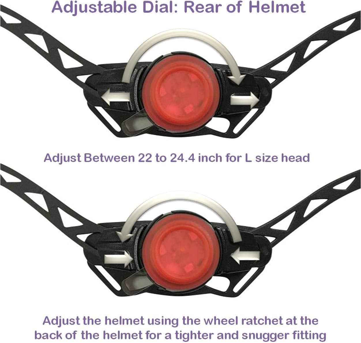 Adult Helmet with LED Safety Light – Commuter Bicycle Helmet for Men and Women - Adjustable Dial for Head Circumference 22.5" to 24" (Head Size M to L) - Certified for Safety