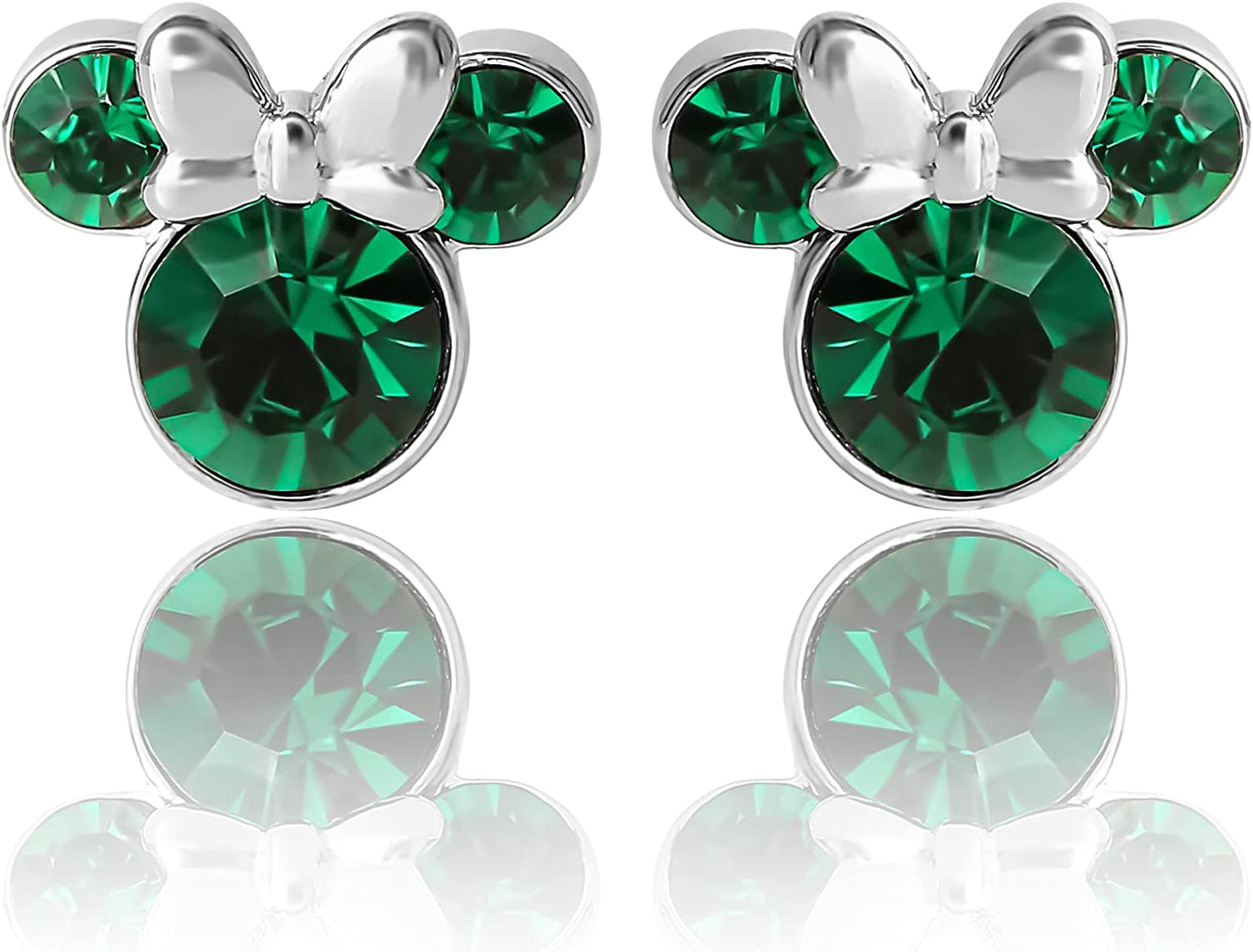 Disney Womens Minnie Mouse Birthstone Stud Earrings - Minnie Mouse Earrings - Birthstone Jewelry - Disney Jewelry Apparel & Accessories > Jewelry > Earrings Disney May-Emerald Crystal