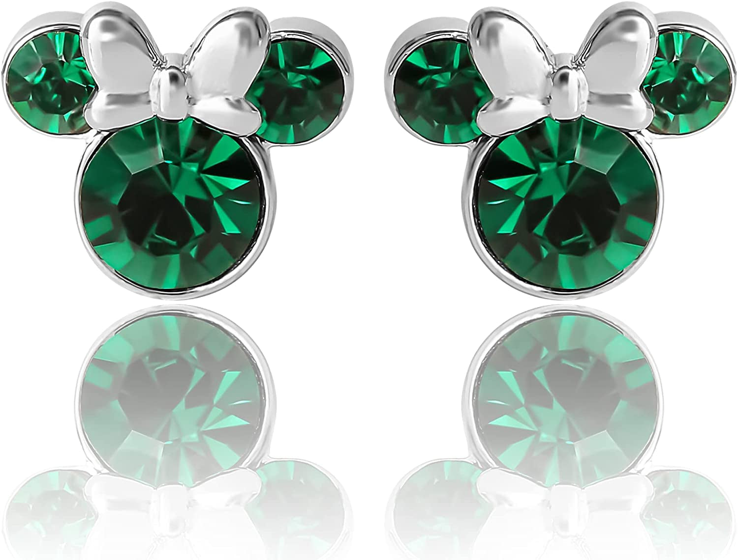 Disney Womens Minnie Mouse Birthstone Stud Earrings - Minnie Mouse Earrings - Birthstone Jewelry - Disney Jewelry Apparel & Accessories > Jewelry > Earrings Disney May-Emerald Crystal