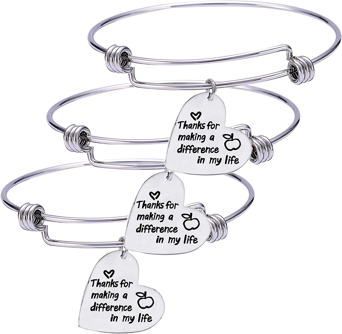 Pack of 3 Teacher Bangles Gifts for Teacher Open School Gifts for Teachers Thank You Bangle Bracelets Apparel & Accessories > Jewelry > Bracelets Nzztont Style 10