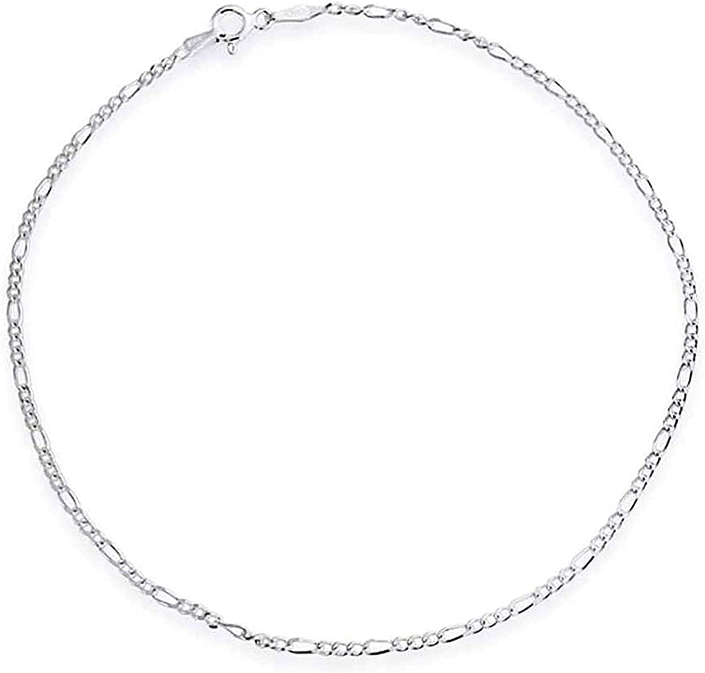 Savlano 925 Sterling Silver Solid Italian Figaro, Rope,Herringbone, Curb, Ball Bead, Snake, Mariner Chain Anklet for Women & Girls, Comes in 0.8Mm - 5Mm Gift Box Apparel & Accessories > Jewelry > Anklets Savlano Figaro 2.2mm 9.0 Inches