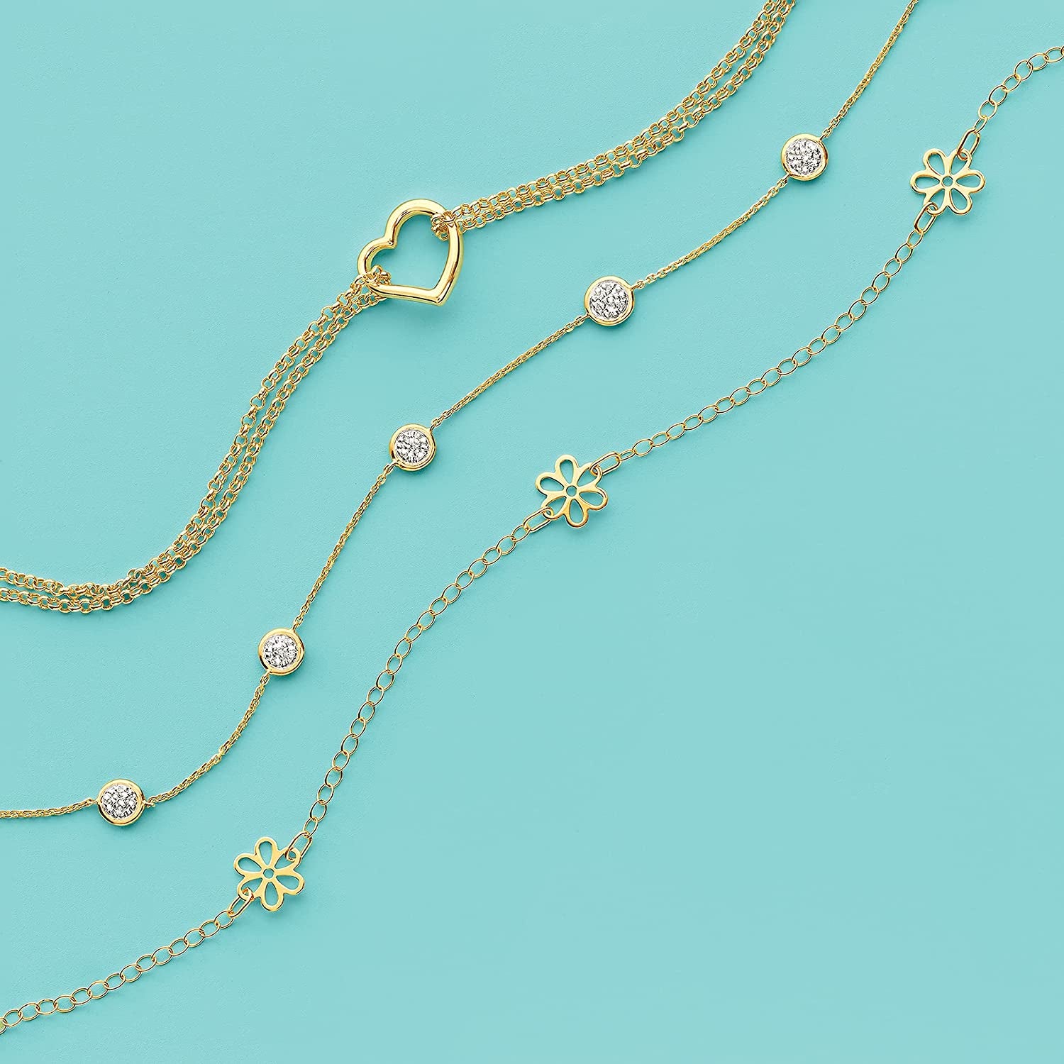 Ross-Simons 0.25 Ct. T.W. Pave Diamond Station Anklet in 14Kt Gold Apparel & Accessories > Jewelry > Anklets Ross-Simons