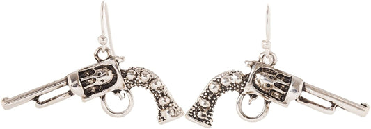 Artisan Owl - Six Shooter Gun Pistol Old West Dangle Earrings Apparel & Accessories > Jewelry > Earrings Artisan Owl