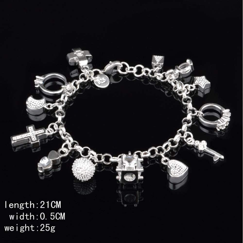 Aeora S925 Silver Thirteen Hanging Pieces Bracelet for Women Gift Bracelets & Bangles Jewelry Apparel & Accessories > Jewelry > Bracelets Aeora