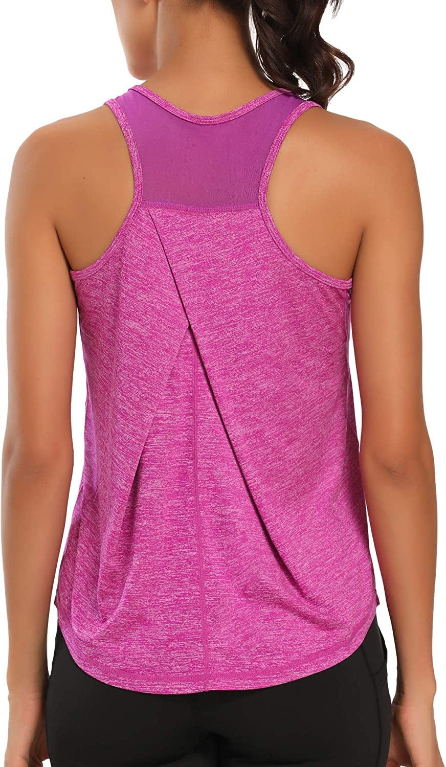 Aeuui Womens Workout Tops for Women Racerback Tank Tops Mesh Yoga Shirts Athletic Running Tank Tops Sleeveless Gym Clothes Dark Purple / Small