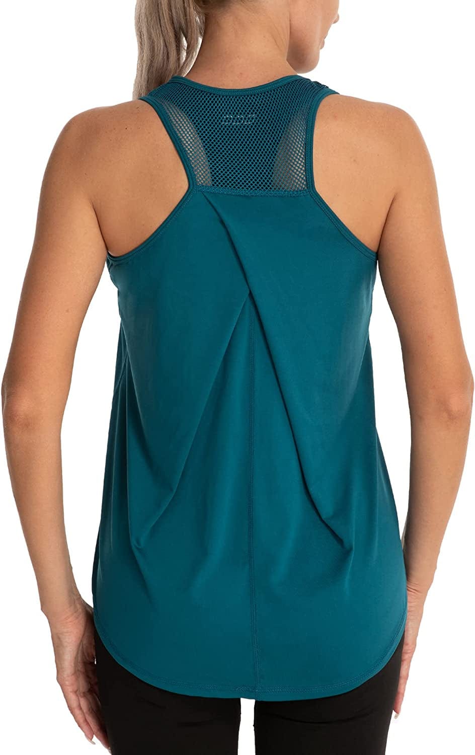 Aeuui Womens Workout Tops for Women Racerback Tank Tops Mesh Yoga Shirts Athletic Running Tank Tops Sleeveless Gym Clothes Dark Green / Small