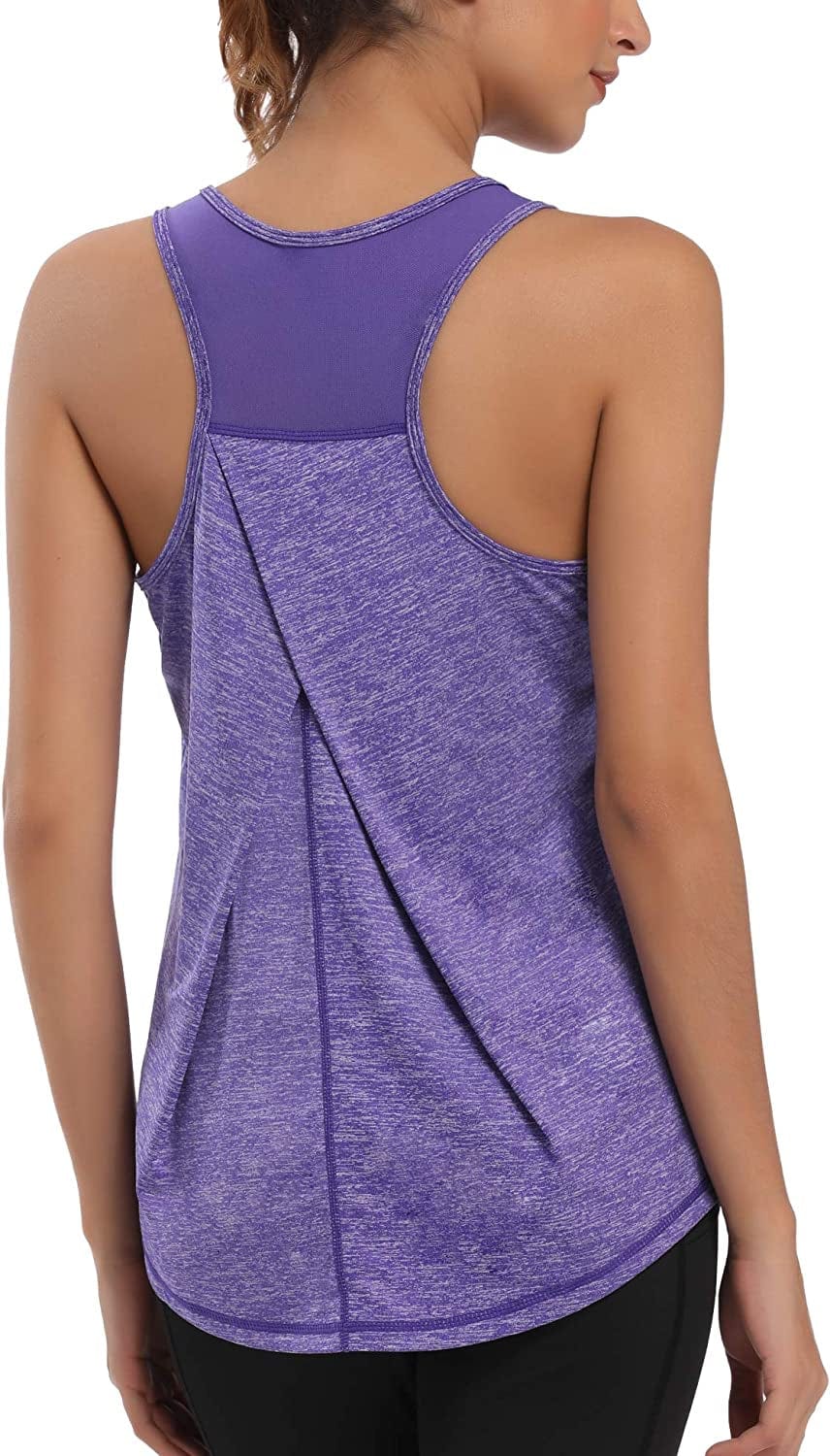 Aeuui Womens Workout Tops for Women Racerback Tank Tops Mesh Yoga Shirts Athletic Running Tank Tops Sleeveless Gym Clothes Royal Light / X-Large