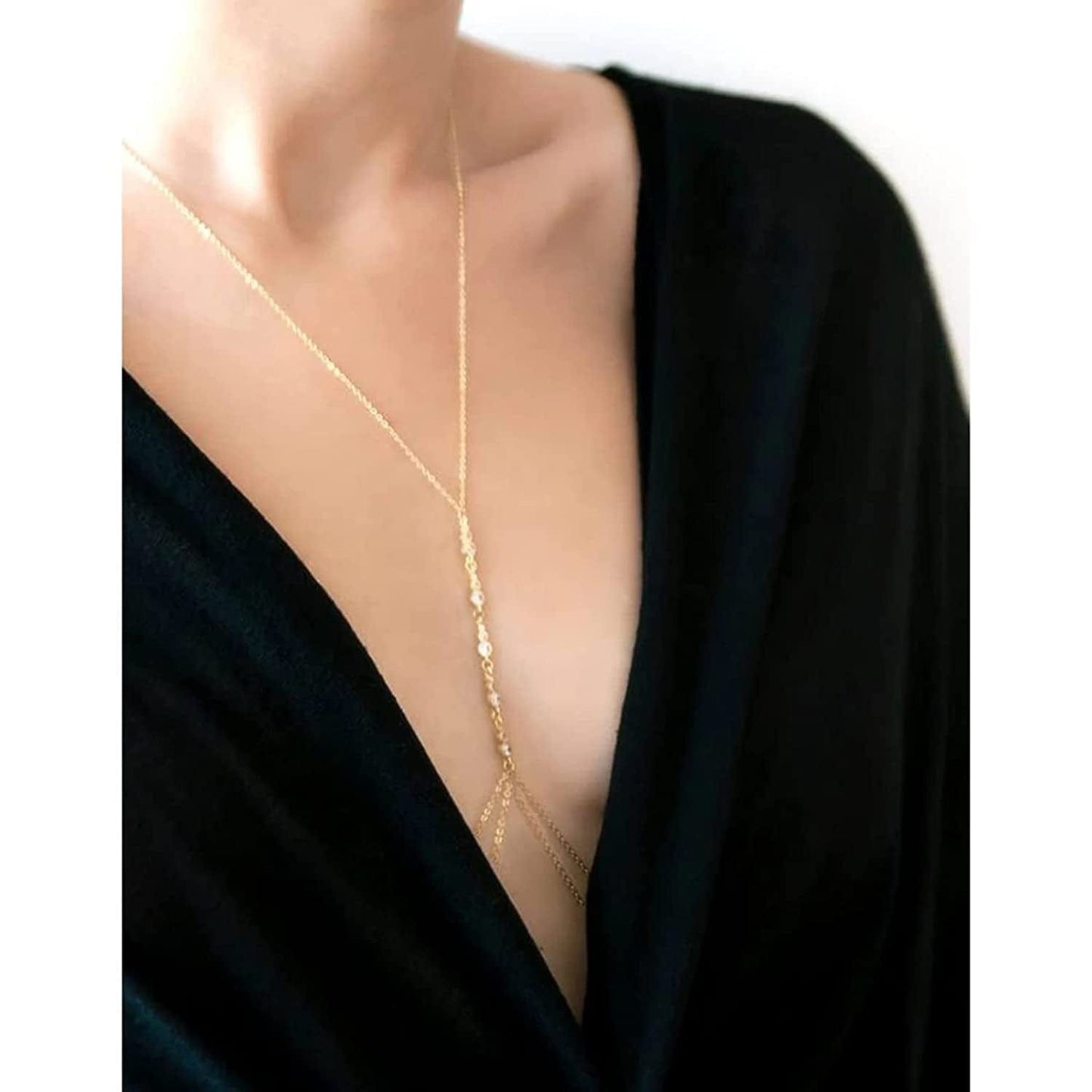 Aezlhjya Sexy Crystal Body Chain Belly Chain, Layering Dainty Body Chain, Bikini Body Chains Jewelry with Crystal Stone for Women Girls (Body C-09) Gold Apparel & Accessories > Jewelry > Body Jewelry Aezlhjya