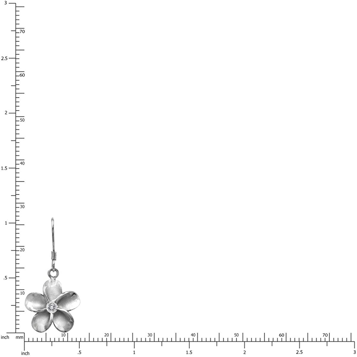 Honolulu Jewelry Company Sterling Silver Plumeria Flower Nature Hook Earrings with Czs, 12Mm Apparel & Accessories > Jewelry > Earrings Honolulu Jewelry Company