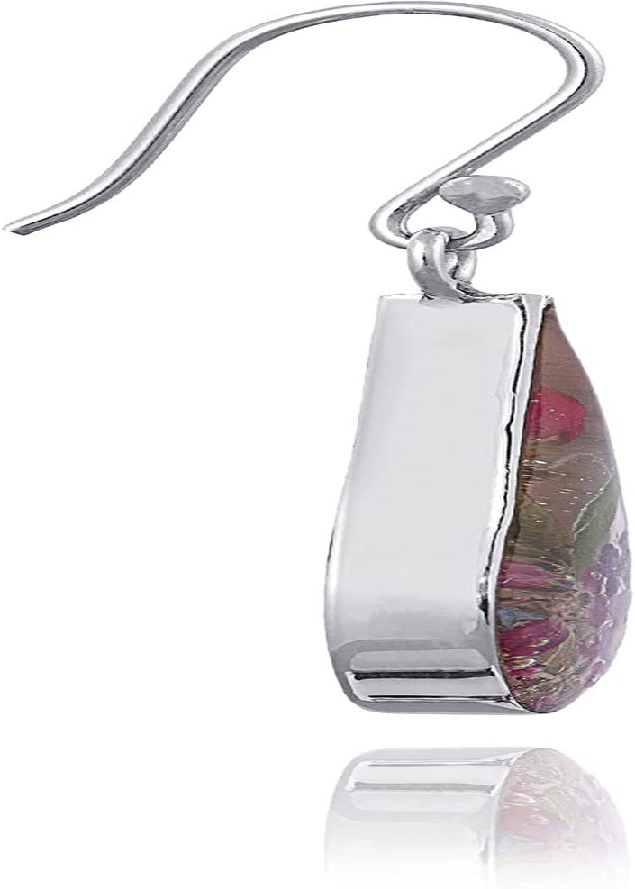 Collection Sterling Silver Pressed Flower Teardrop Earrings Apparel & Accessories > Jewelry > Earrings Amazon Collection