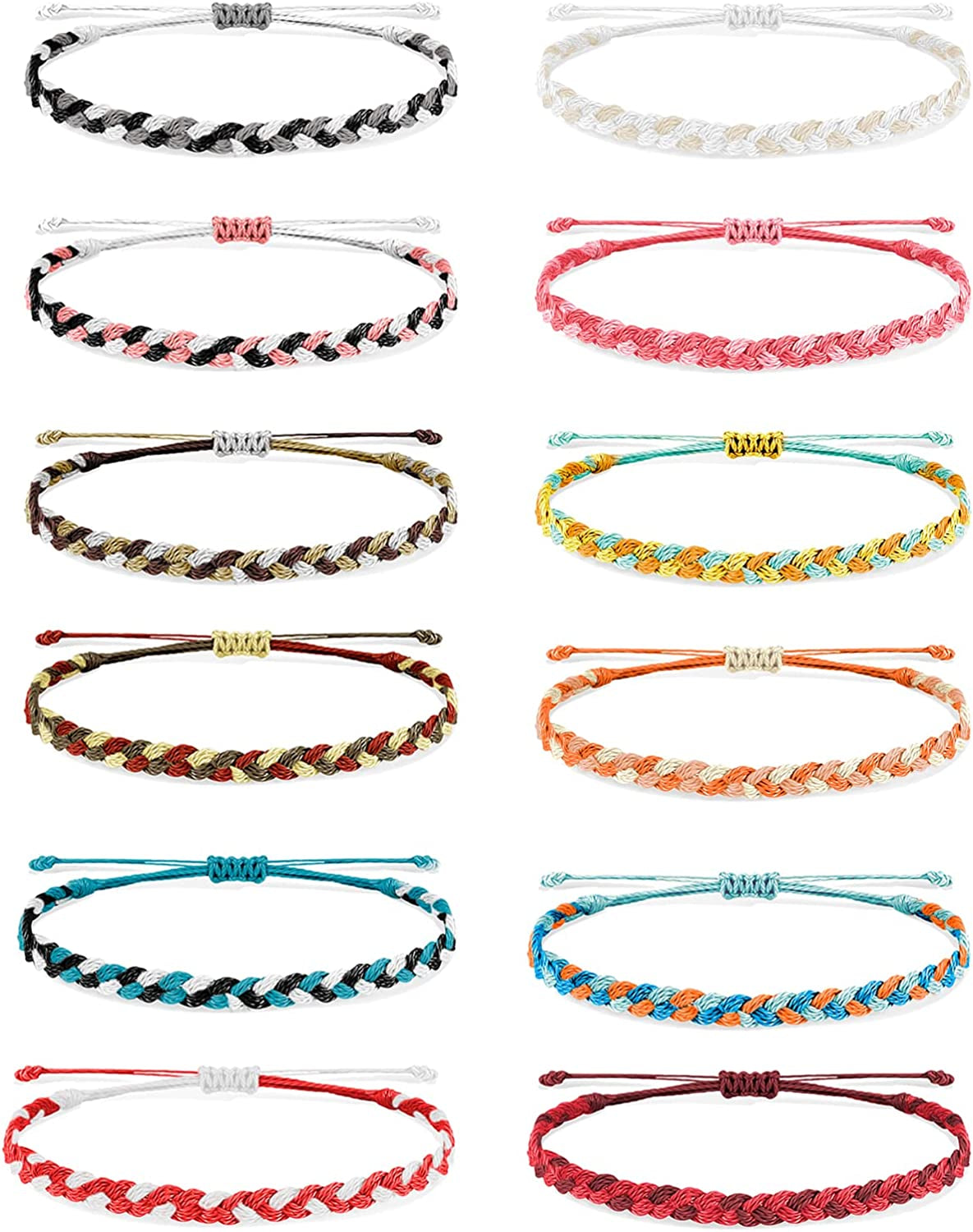Waterproof String Bracelets for Girls Summer Wave Bracelet Friendship Handmade Wave Bracelet Apparel & Accessories > Jewelry > Bracelets Highven X-12pcs-String Bracelets