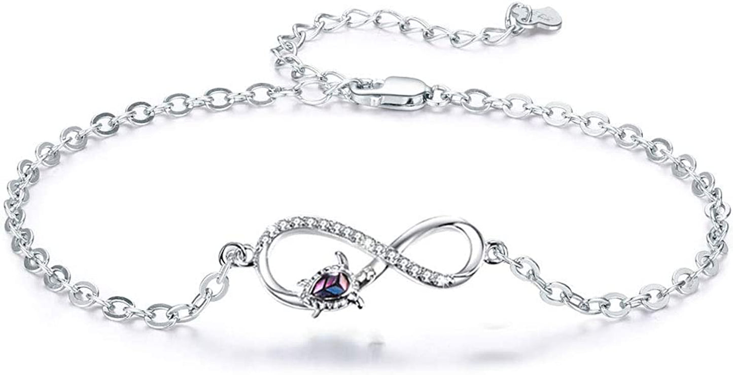 TANGPOET 925 Sterling Silver Anklet Bracelet for Women, Dainty Charm Bracelets Animal Jewelry Birthday Gifts for Mother Daughter Teens Girls Apparel & Accessories > Jewelry > Anklets TANGPOET Turtle Anklets